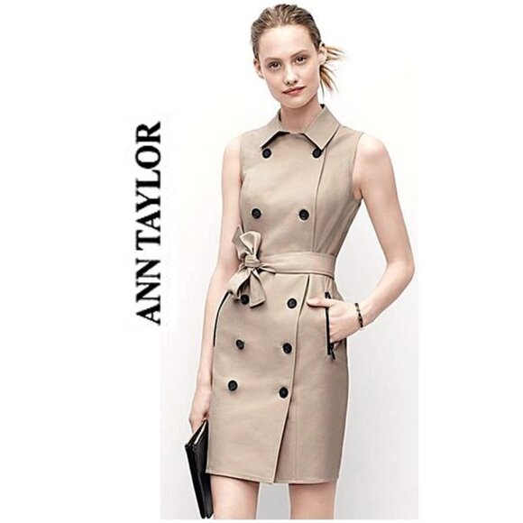 Ann Taylor Dresses & Skirts - NWOT!! ANN TAYLOR, Sleeveless tan cotton button down utility dress with tie belt